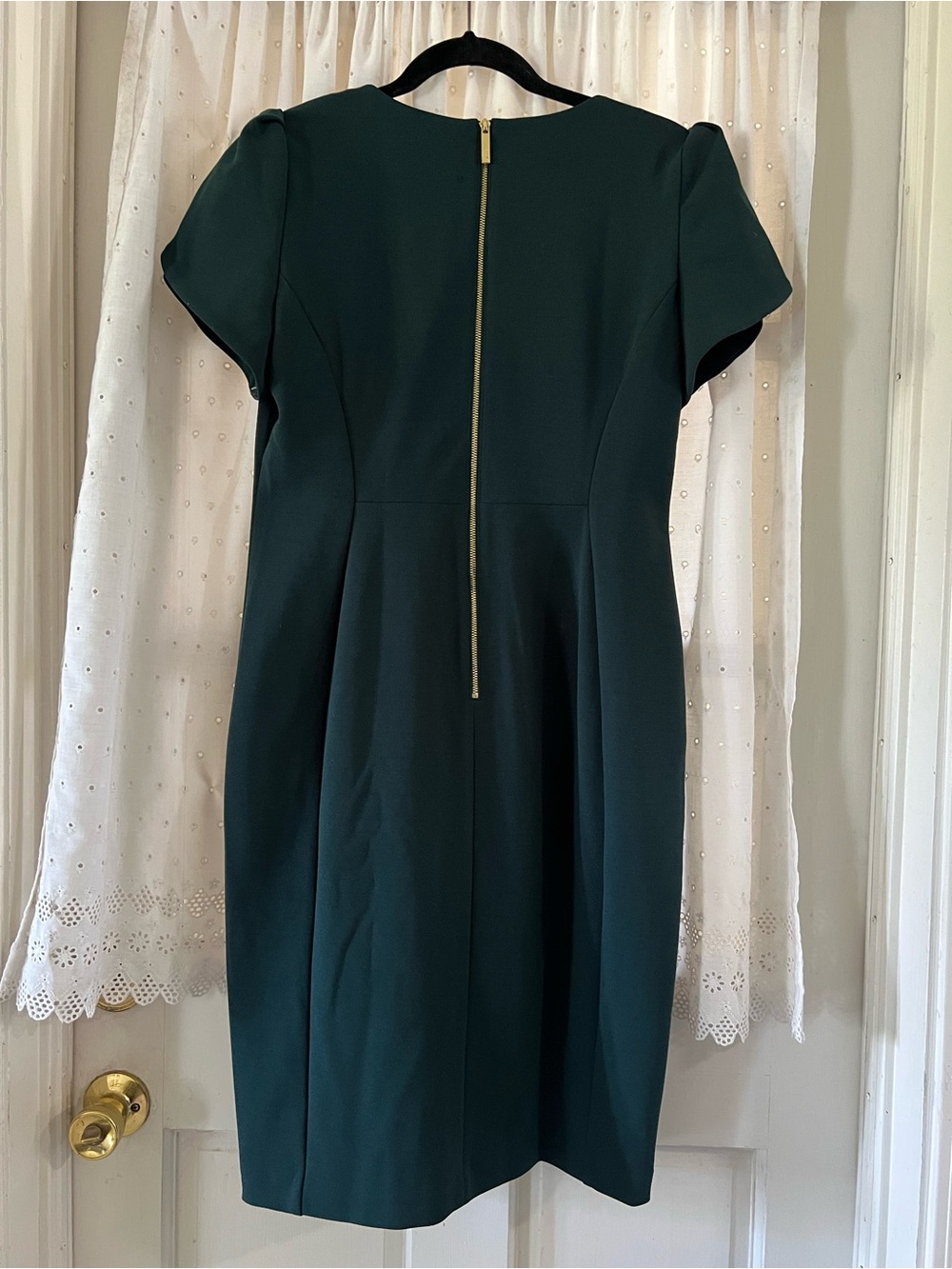 Calvin Klein Dark Teal Midi Dress with Flutter Sleeves - Picture 5 of 7